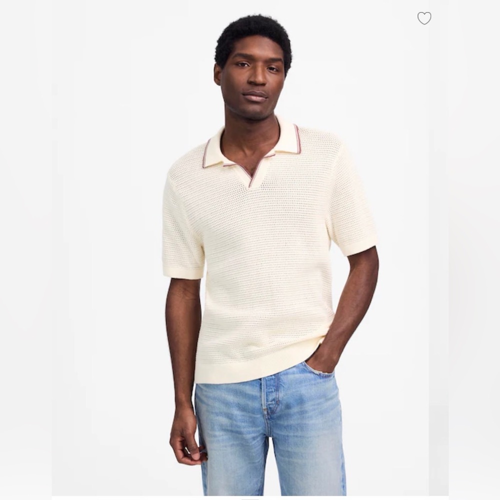 Madewell M Contrast-Stitch Johnny-Collar Sweater Polo NV098